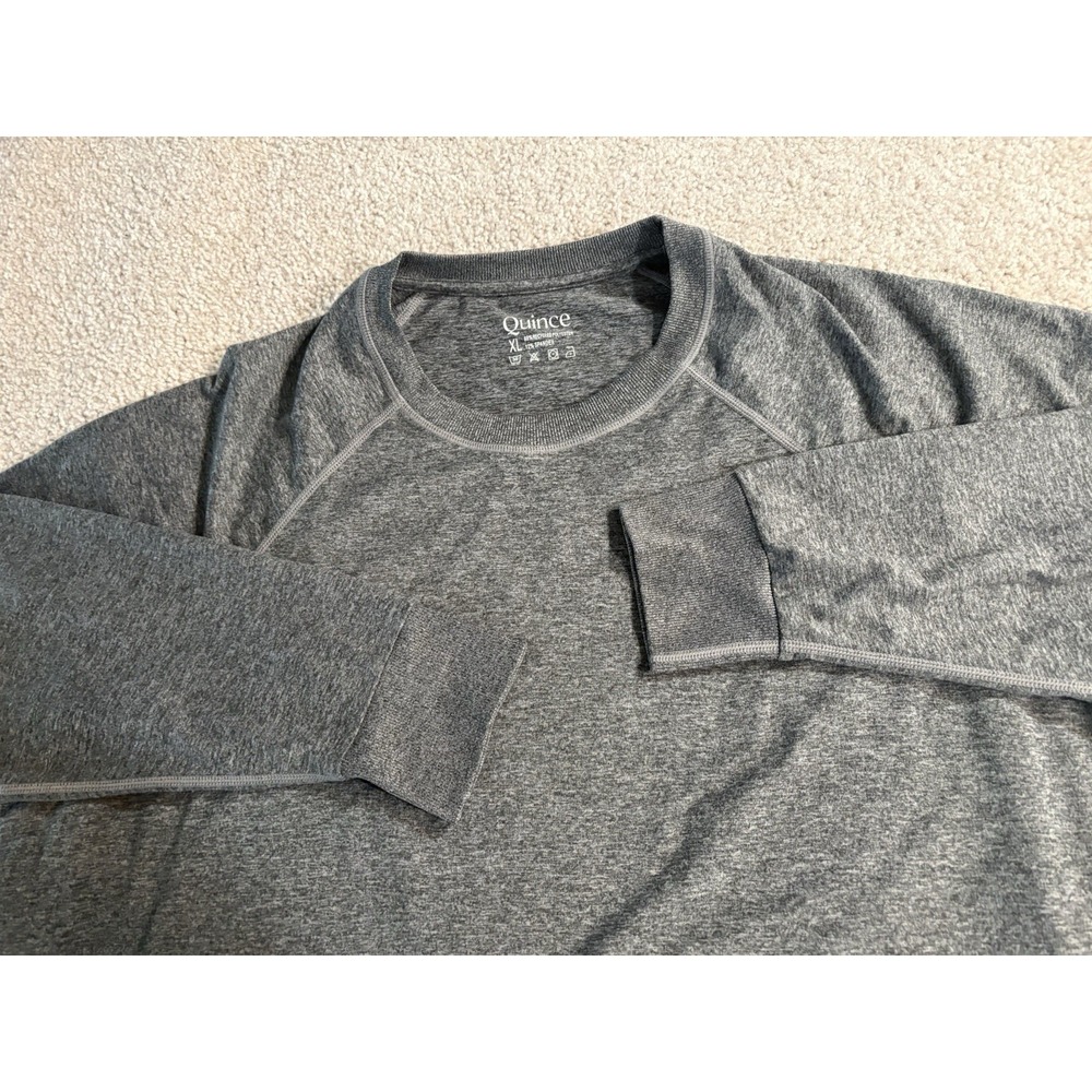 Quince Flowknit Pullover Crew Sweatshirt Heather Grey Size XL Womens